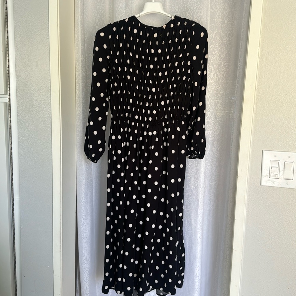 H&M DRESS SMOCKED POLKA DOT Sz:XS